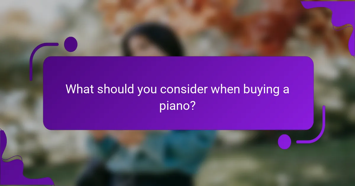 What should you consider when buying a piano?